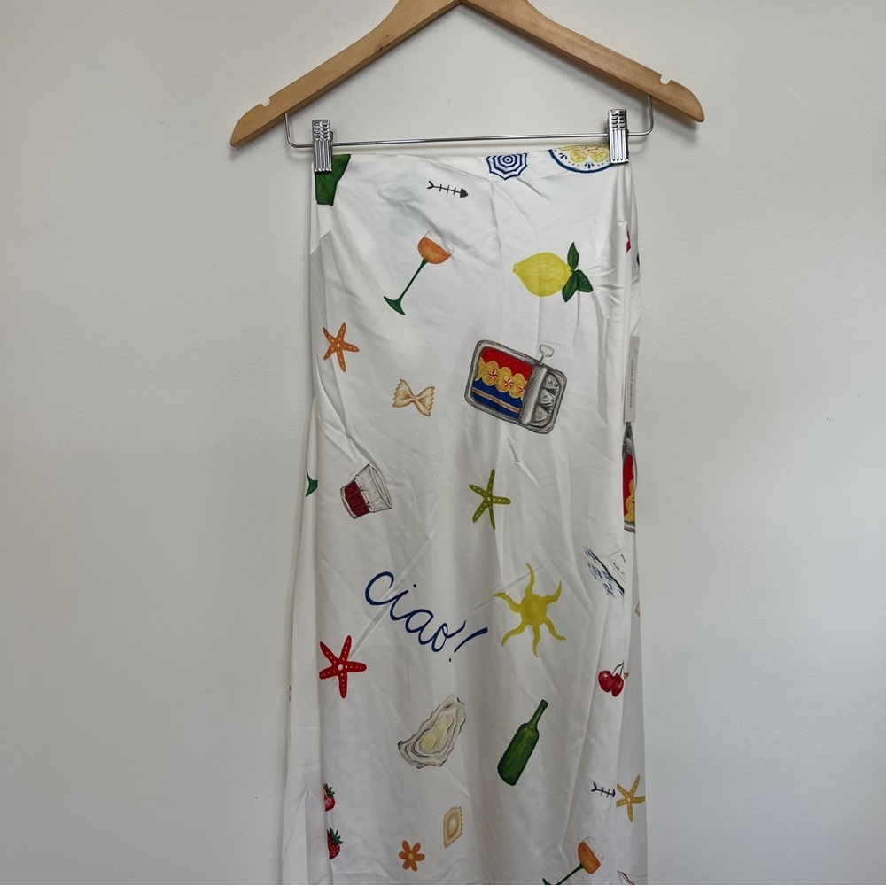 For Love & Lemons White Strapless Maxi Dress with Multicolor Summer Motifs - Picture 8 of 11